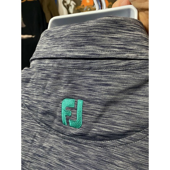 FootJoy FJ Polo Shirt Mens Large Gray Short Sleeve Performance Stretch Golf Logo - Picture 9 of 11